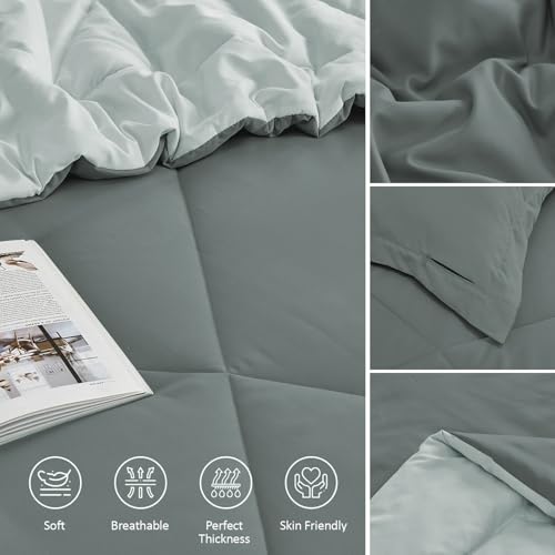 FURBO Microfiber Reversible AC Comforter Set for Double Bed | 200 GSM Lightweight All Season Quilt, Soft Warm Blanket with 2 Pillow Covers | King Size (90 x 100 Inches, Plum & Vanilla) - Image 5