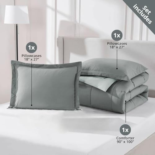 FURBO Microfiber Reversible AC Comforter Set for Double Bed | 200 GSM Lightweight All Season Quilt, Soft Warm Blanket with 2 Pillow Covers | King Size (90 x 100 Inches, Plum & Vanilla) - Image 4