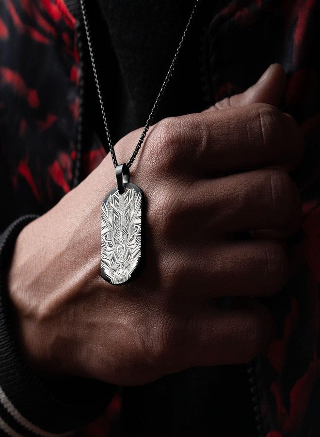 Mesmerize Designer Men�s Military Army Dog Tag Stainless Steel Necklaces | Electro Pulse, Van Gogh, Classic Camo, Cyber Camo, Damascus Designs (Tribal Dragon) - Image 2