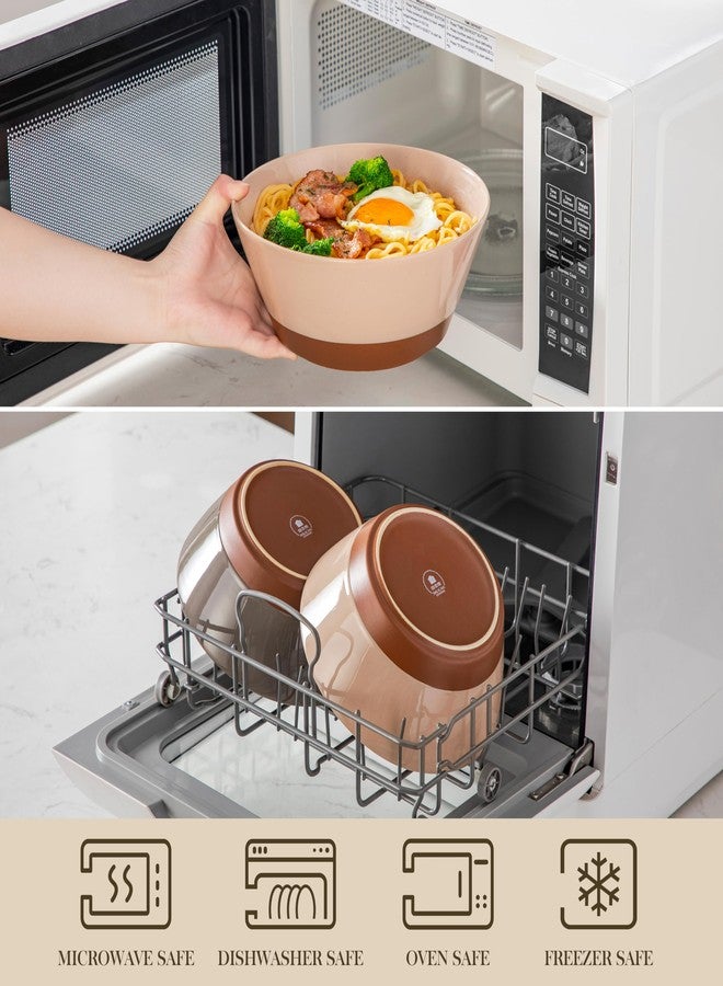 MALACASA Soup Bowls, 60oz Ceramic Ramen Bowls, Bowls Set of 4 - Image 3