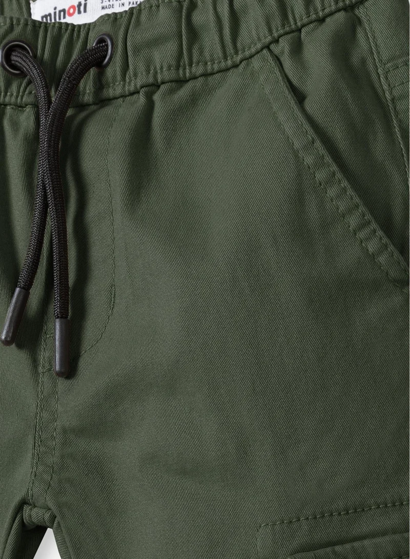 MINOTI Kids' Twill Cargo Trousers with Elastic Waist and Cuffed Ankles