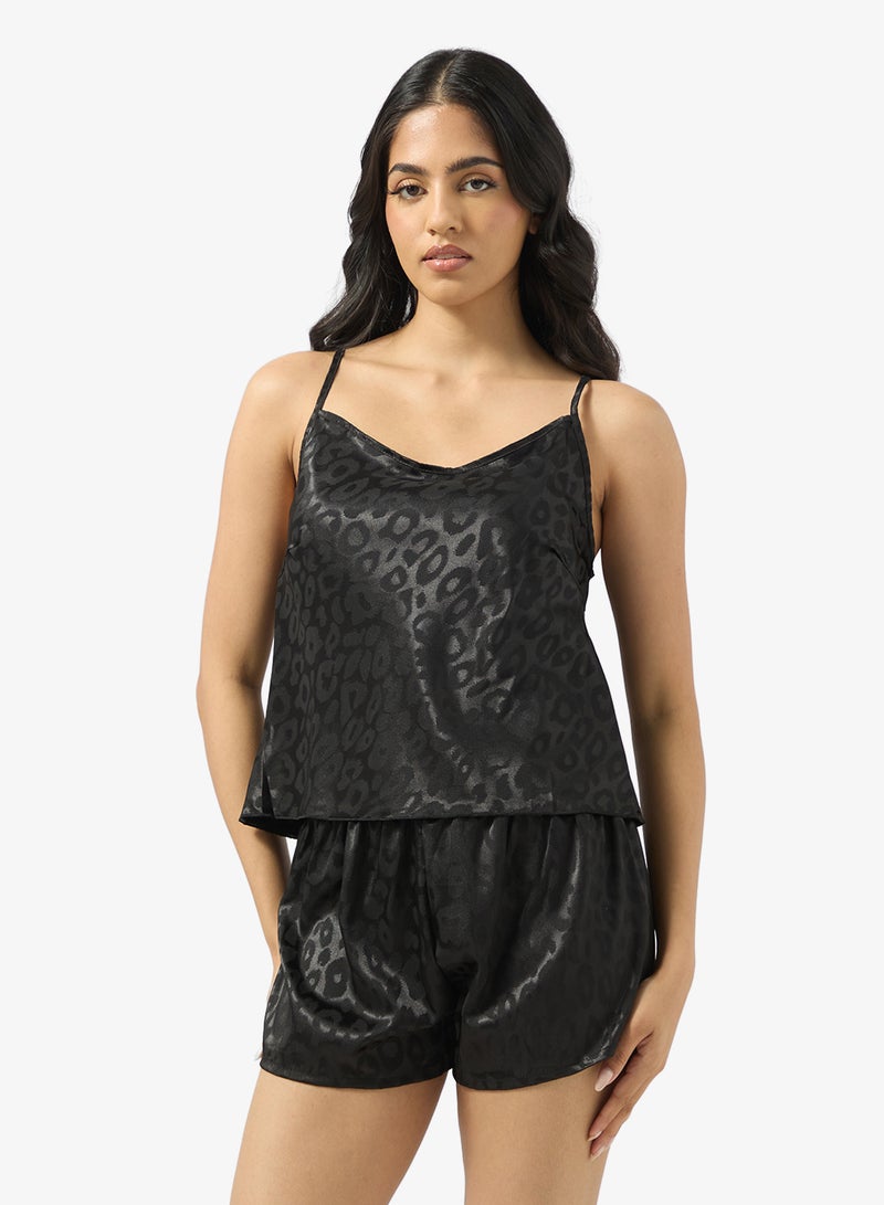Ginger Satin Animal Print Cami & Short PJ Set - Image 3