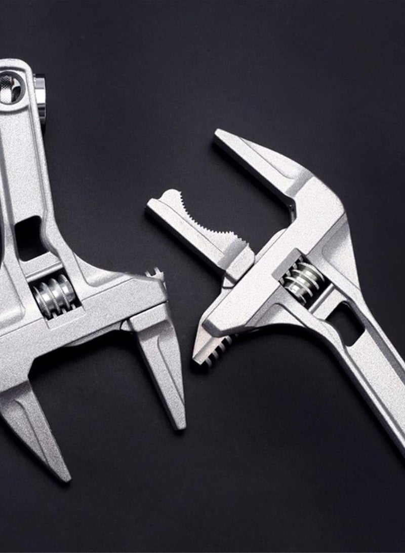 GGOOT Hardware Tool Multi-function Handle Universal Wrench Large Opening Bathroom Wrench Screw Key Nut Wrench Adjustable Aluminum Alloy Repair Tool (Color : Silver)  - Image 4