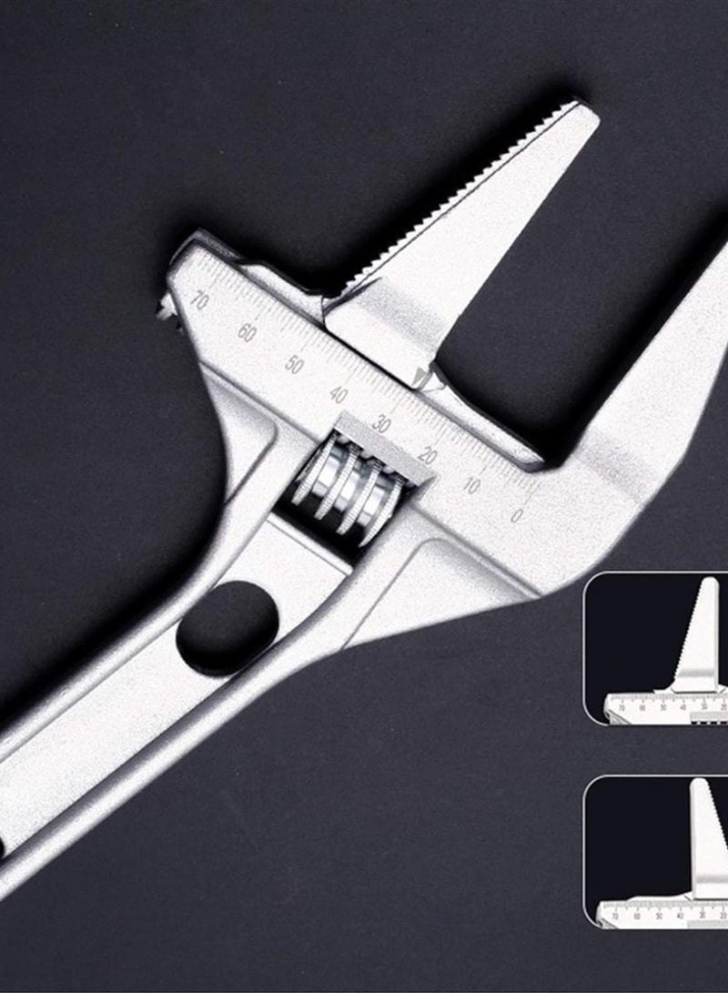 GGOOT Hardware Tool Multi-function Handle Universal Wrench Large Opening Bathroom Wrench Screw Key Nut Wrench Adjustable Aluminum Alloy Repair Tool (Color : Silver)  - Image 5
