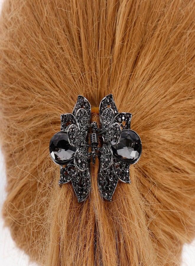 Lurrose 3Pcs Mini Jaw Clips Metal Crystal Hair Claws Vintage Metal Rhinestone Hair Clip Accessories for Women Girls - Image 4