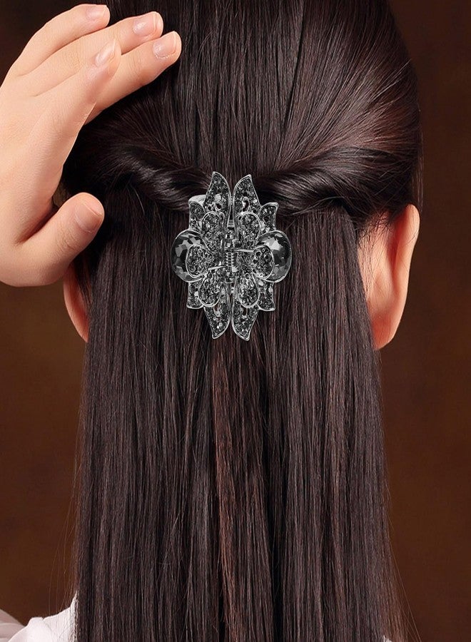 Lurrose 3Pcs Mini Jaw Clips Metal Crystal Hair Claws Vintage Metal Rhinestone Hair Clip Accessories for Women Girls - Image 2