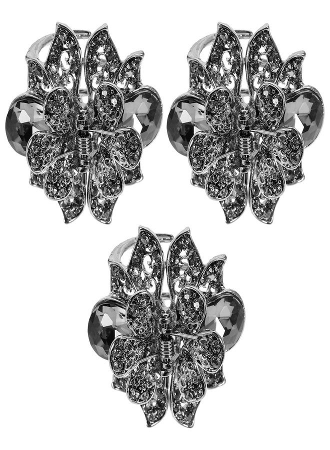 Lurrose 3Pcs Mini Jaw Clips Metal Crystal Hair Claws Vintage Metal Rhinestone Hair Clip Accessories for Women Girls - Image 1