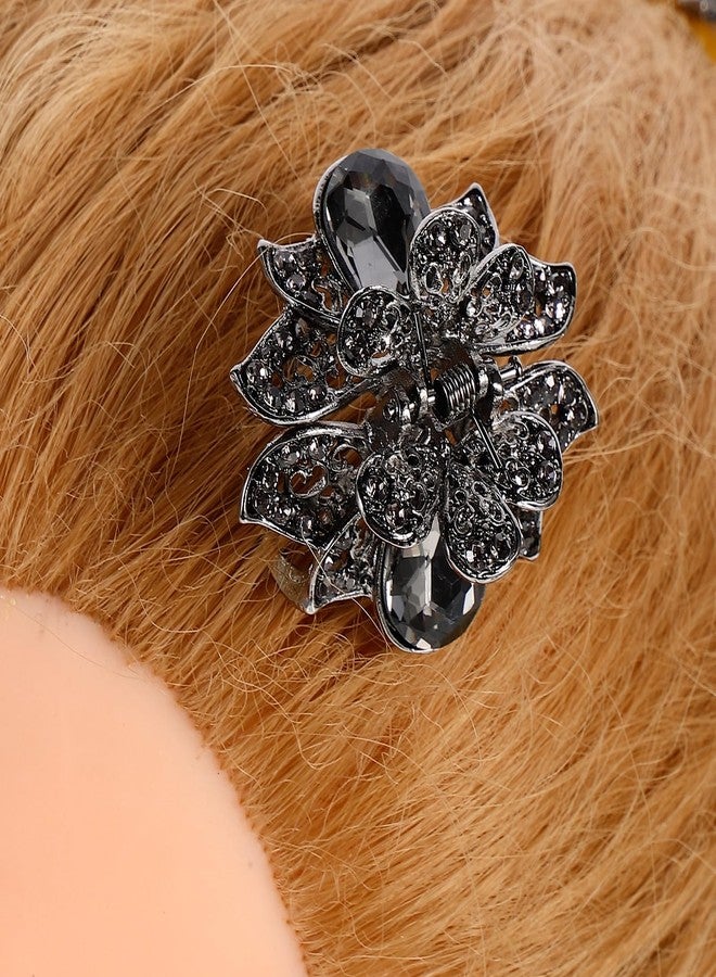 Lurrose 3Pcs Mini Jaw Clips Metal Crystal Hair Claws Vintage Metal Rhinestone Hair Clip Accessories for Women Girls - Image 5