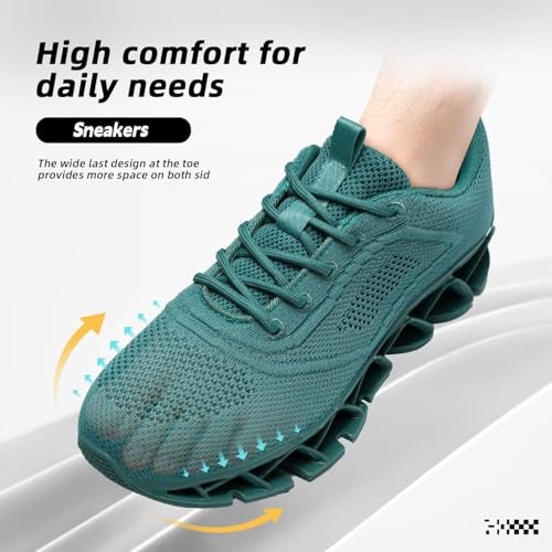 Kapsen Womens Walking Shoes Fashion Running Tennis Blade Sneakers Mesh Breathable Athletic Sport Gym Green US6 - Image 4