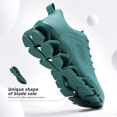 Kapsen Womens Walking Shoes Fashion Running Tennis Blade Sneakers Mesh Breathable Athletic Sport Gym Green US6 - Image 5