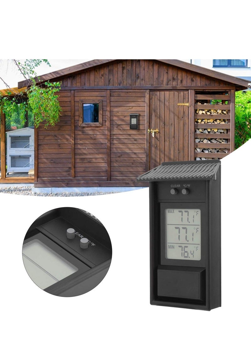 Generic - Digital Greenhouse Thermometer with Hook up ℃ or ℉ Display Maximum and Minimum Temperature Monitoring with memory function for Garden Greenhouse Indoor Room Home Refrigerator Greenhouse Black - Image 1