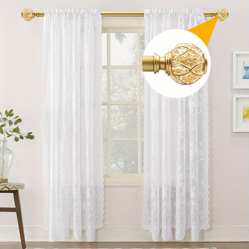 Golden Grid Retractable Curtain Rod 28-109 Inches Mesh Texture Decoration - Image 5