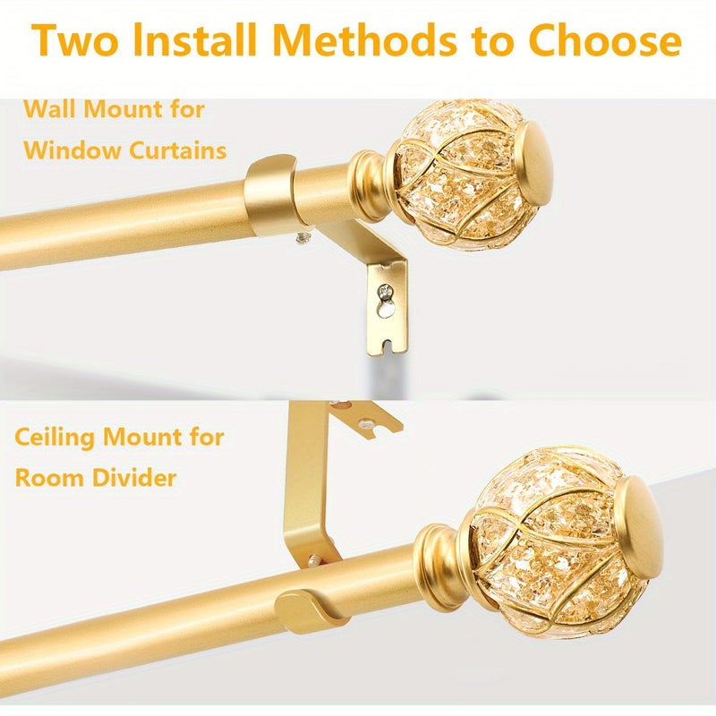 Golden Grid Retractable Curtain Rod 28-109 Inches Mesh Texture Decoration - Image 4