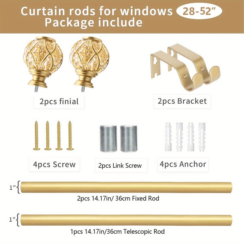 Golden Grid Retractable Curtain Rod 28-109 Inches Mesh Texture Decoration - Image 3