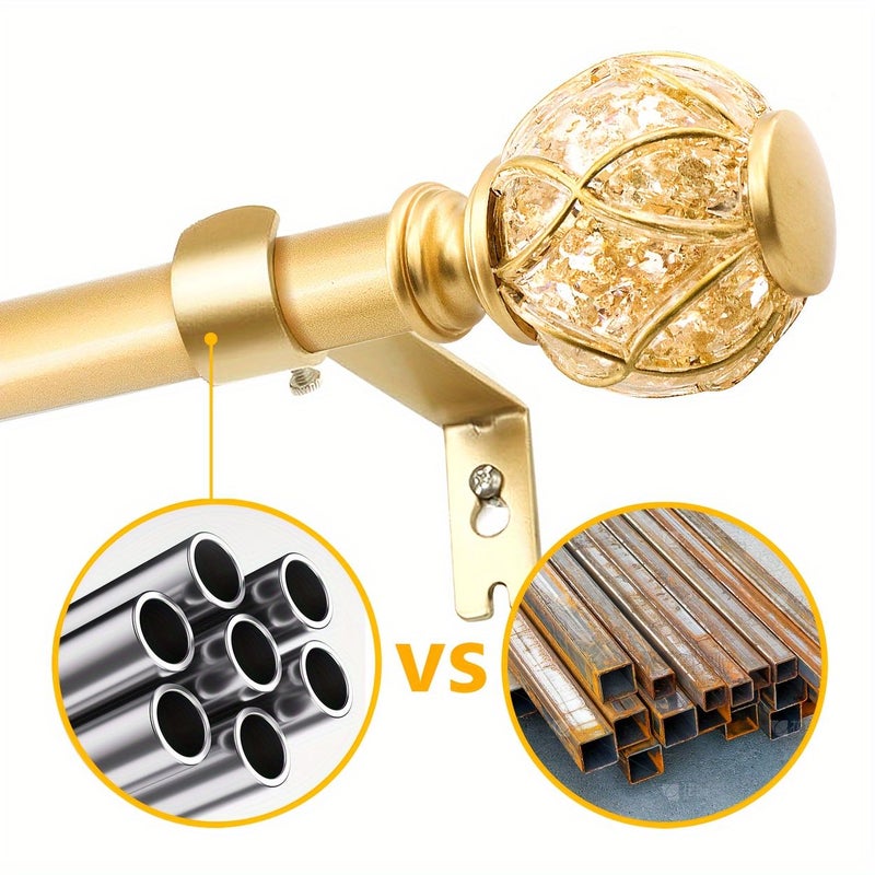 Golden Grid Retractable Curtain Rod 28-109 Inches Mesh Texture Decoration - Image 2