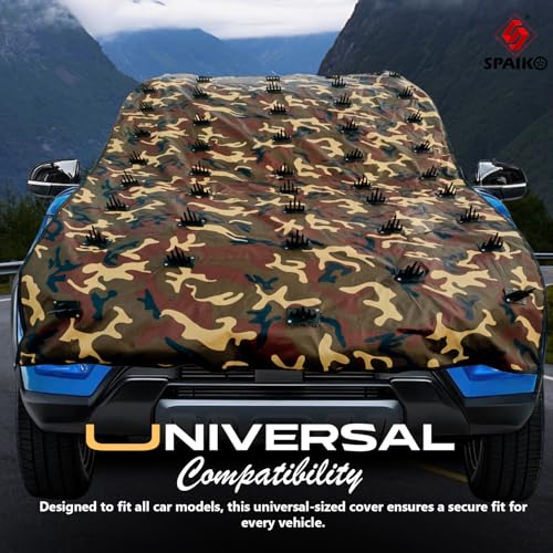 SPAIKO 14 FEET x 55 INCH Jungle Print Spikes Car Dog Protection Body Cover for Roof and Bonnet Attach Car Protection from Dogs, Monkeys & Stray Animals for Big Cars - Image 3