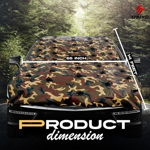 SPAIKO 14 FEET x 55 INCH Jungle Print Spikes Car Dog Protection Body Cover for Roof and Bonnet Attach Car Protection from Dogs, Monkeys & Stray Animals for Big Cars - Image 4