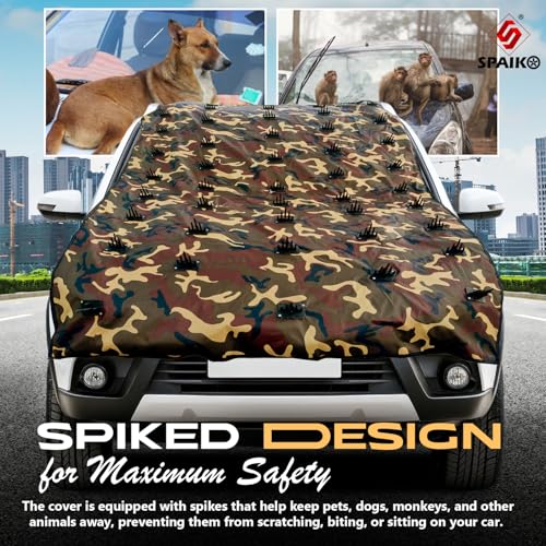 SPAIKO 14 FEET x 55 INCH Jungle Print Spikes Car Dog Protection Body Cover for Roof and Bonnet Attach Car Protection from Dogs, Monkeys & Stray Animals for Big Cars - Image 2