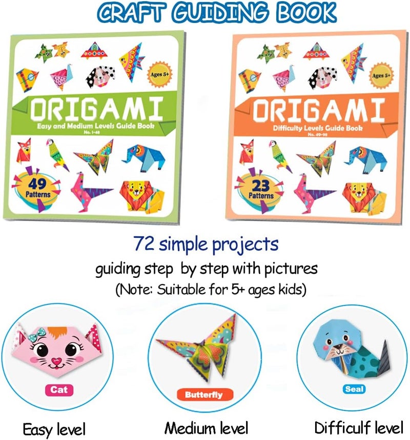 hapray Origami Kit for Kids Ages 5-8 8-12, with Guiding Book, 152 Paper with 72 Patterns, DIY Art and Craft Projects, Beginners Children's Day Gift Boy Girl - Image 4