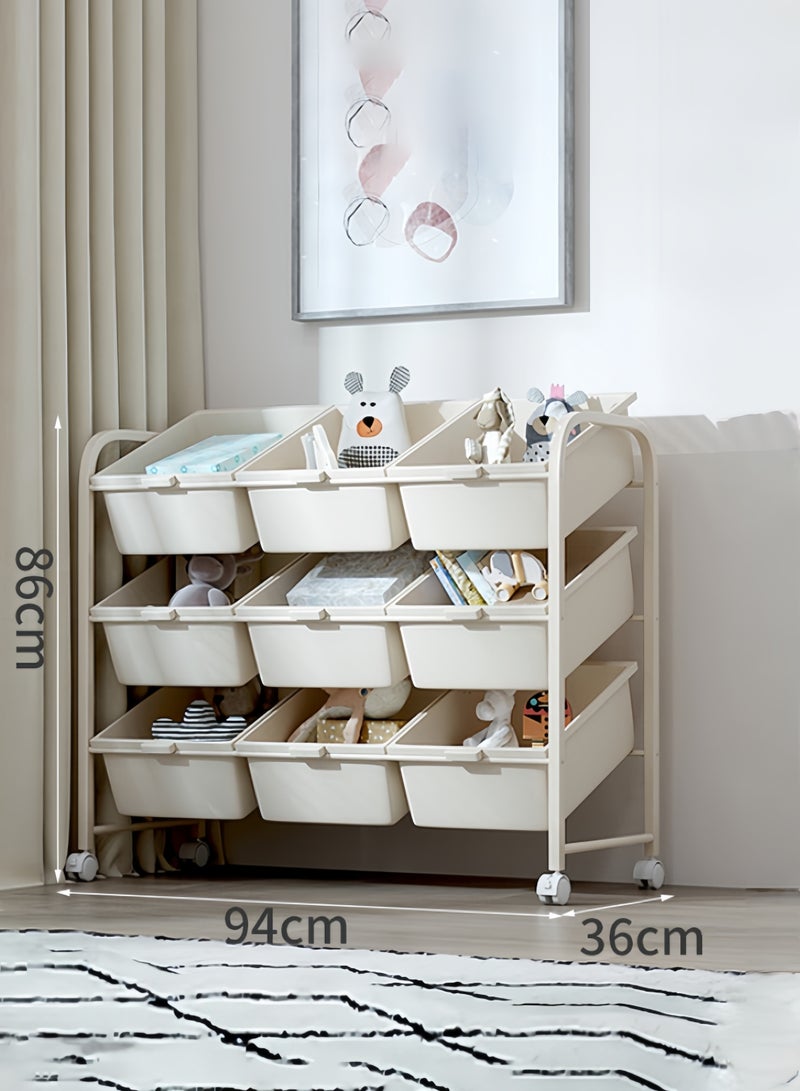 Shangxing 3-Tier Kids Toy Storage Organizer with 9 Removable Bins – Deluxe Toy Rack for Playroom, Bedroom, Nursery, Daycare - Image 3