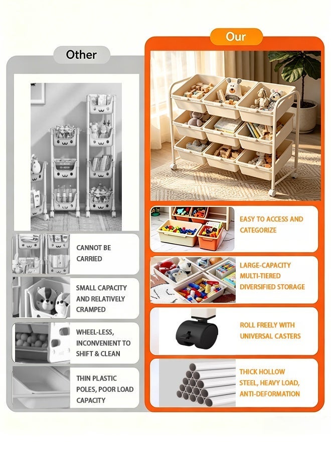 Shangxing 3-Layer Children's Toy Storage Box | 9 Individual Compartments, 45-Degree Inclined Design, Detachable for Children's Room, Living Room, Toy Box, and Storage Cabinet | Toy Storage Box | Children's Playroom Display Shelf - Image 2