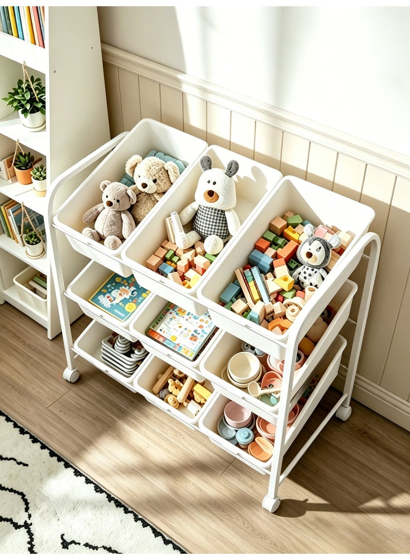 Shangxing 3-Layer Children's Toy Storage Box | 9 Individual Compartments, 45-Degree Inclined Design, Detachable for Children's Room, Living Room, Toy Box, and Storage Cabinet | Toy Storage Box | Children's Playroom Display Shelf - Image 5