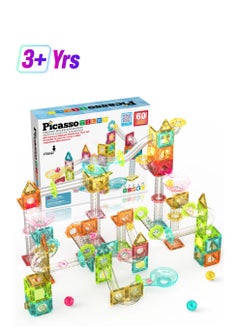 PicassoTiles Picasso Magnetic Mini Diamond Marble Run Track 60 Pieces | Magnetic Tiles | Building Blocks | Educational Toy Set | Construction Building Kit for Child Brain Development  - Image 1