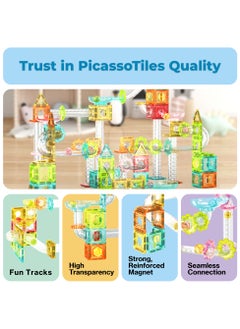 PicassoTiles Picasso Magnetic Mini Diamond Marble Run Track 60 Pieces | Magnetic Tiles | Building Blocks | Educational Toy Set | Construction Building Kit for Child Brain Development  - Image 5