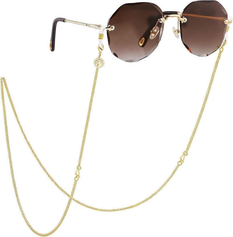 PEARLADA 18K Gold Eyeglass Chain Sunglasses Strap Holder Reading Glasses Retainer Gold Beaded Chain String Cord Lanyard - Image 1