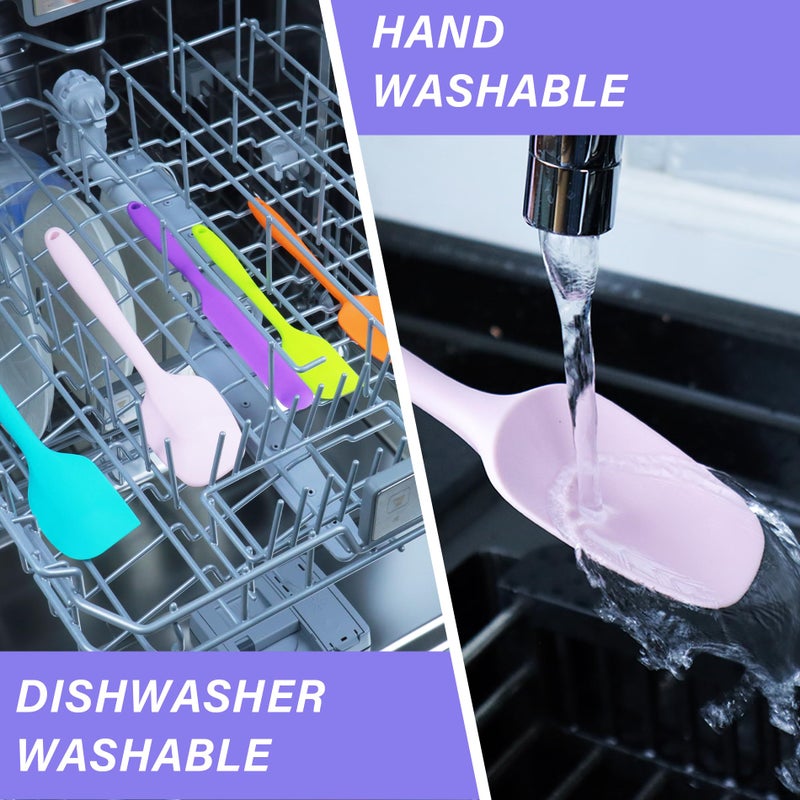 Hoewina Silicone Spatula Set  5 Piece Food Grade Rubber Spatulas for Baking  Cooking  and Mixing High Heat Resistant Non Stick Dishwasher Safe BPA-Free (Multicolor) - Image 5