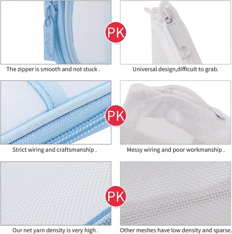 EASTHILL Grid Mesh Pen Pencil Case with Zipper Clear Makeup Color Pouch Cosmetics Bag Multi-Purpose Travel School Teen Girls Transparent Stationary Bag Office Organizer Box for Adluts(Blue) - Image 5
