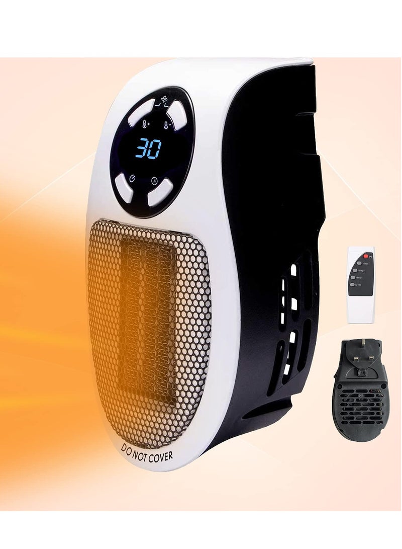 Captaintech Compact Electric Fan Heater 500W with Adjustable Thermostat Timer and LED Display for Quick Heating Low Noise Safe for Home and Office - Image 1