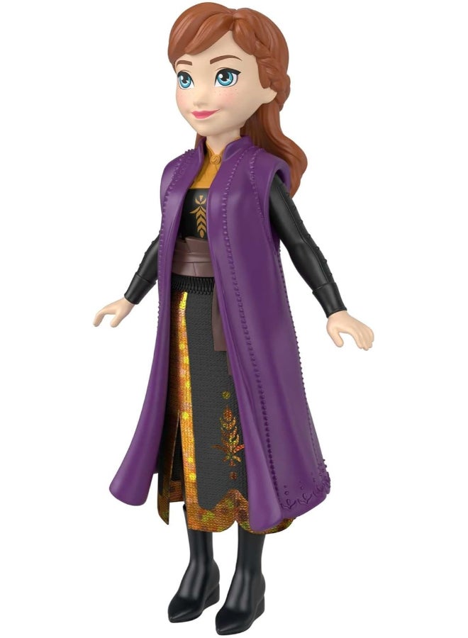 Disney Frozen Anna Small Doll, Mini Princess Fashion Doll with Signature Outfit and Movie Inspired Accessories for Kids Age 3+ - Image 3