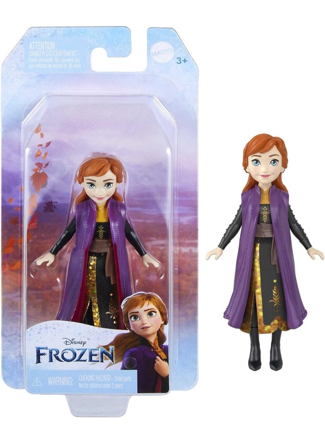 Disney Frozen Anna Small Doll, Mini Princess Fashion Doll with Signature Outfit and Movie Inspired Accessories for Kids Age 3+ - Image 1