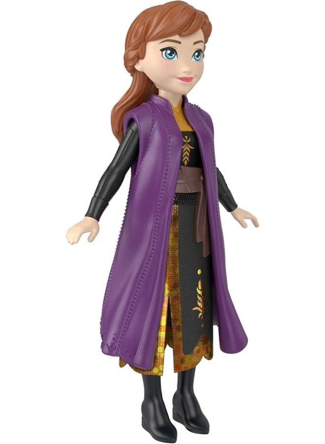 Disney Frozen Anna Small Doll, Mini Princess Fashion Doll with Signature Outfit and Movie Inspired Accessories for Kids Age 3+ - Image 2