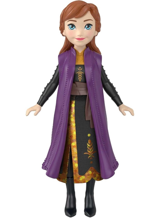 Disney Frozen Anna Small Doll, Mini Princess Fashion Doll with Signature Outfit and Movie Inspired Accessories for Kids Age 3+ - Image 4