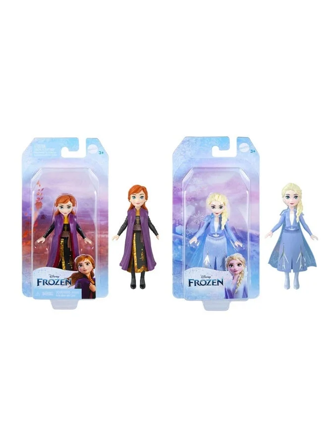 Disney Frozen Small Doll, Mini Princess Fashion Doll with Signature Outfit and Movie Inspired Accessories for Kids Age 3+| assorted