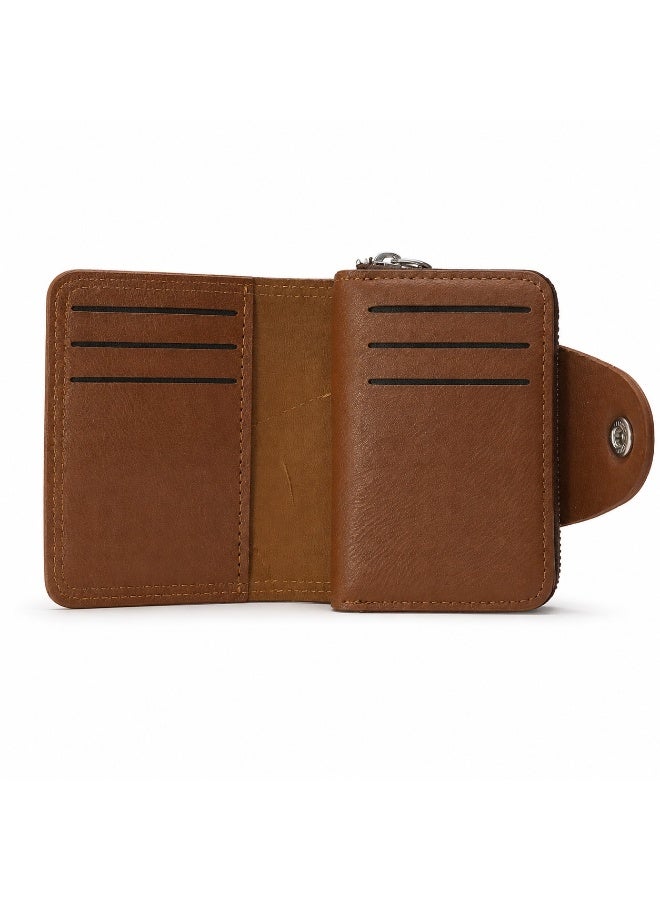 HORSE Men's Card and Wallet, Premium Leather, Two Separate Card Slots (Zipper + Snap) - Practical Design and Large Capacity (Havana) - Image 2