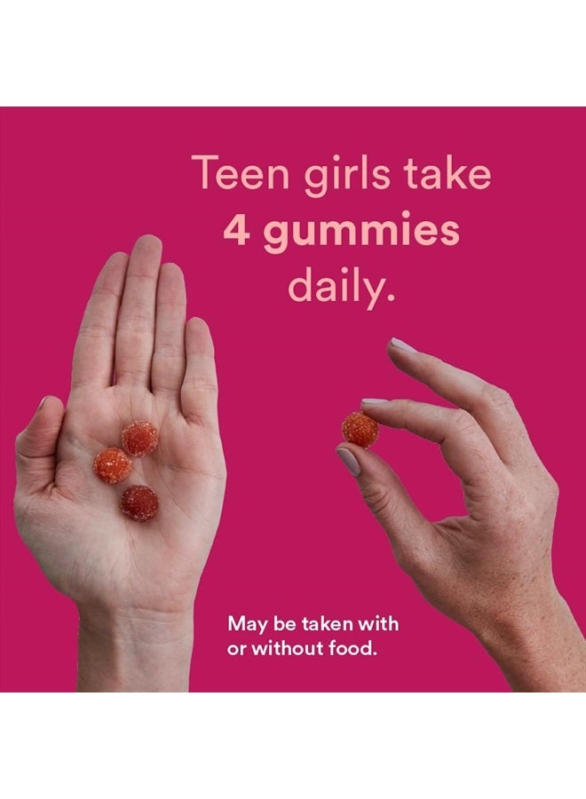 Teen Girl Multivitamin Gummies: Omega 3 Fish Oil (EPA/DHA), Vitamin C, D3, B12, Vitamin A, K & Zinc, Gluten Free, Includes Biotin to Support Hair, Skin & Nails, 90 Count (22 Day Supply)