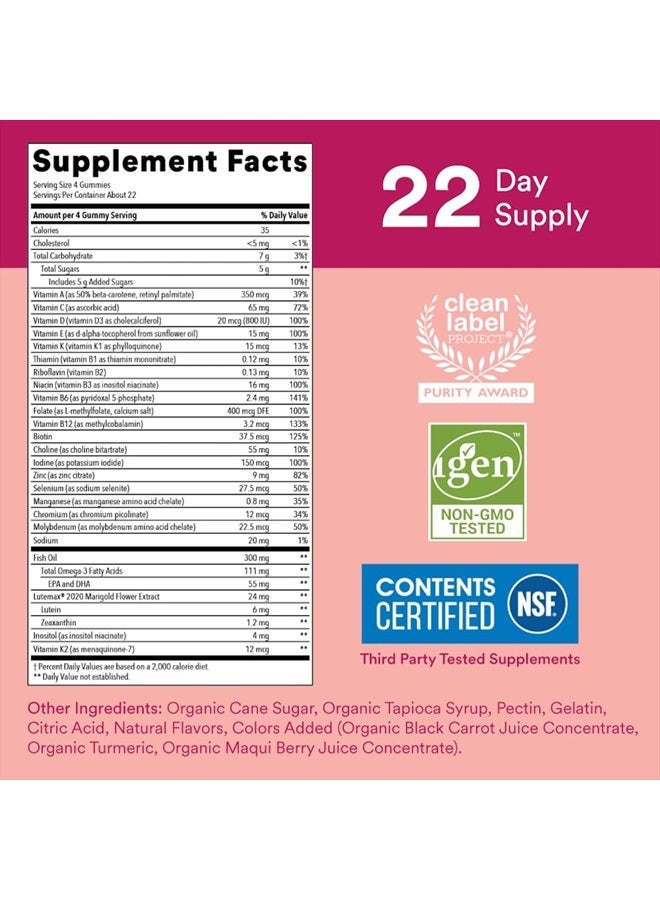 SmartyPants Teen Girl Multivitamin Gummies: Omega 3 Fish Oil (EPA/DHA), Vitamin C, D3, B12, Vitamin A, K & Zinc, Gluten Free, Includes Biotin to Support Hair, Skin & Nails, 90 Count (22 Day Supply)  - Image 3