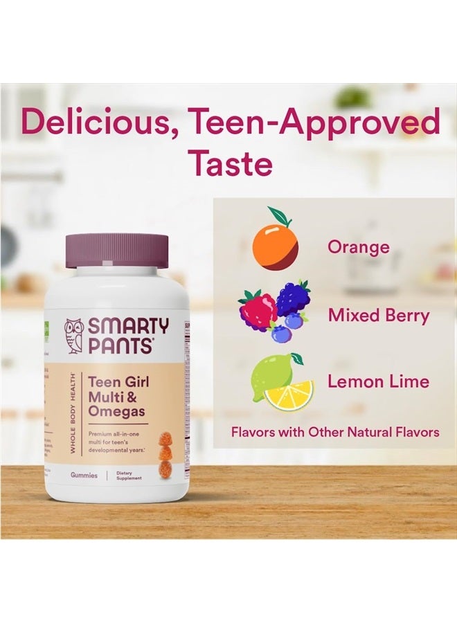 Teen Girl Multivitamin Gummies: Omega 3 Fish Oil (EPA/DHA), Vitamin C, D3, B12, Vitamin A, K & Zinc, Gluten Free, Includes Biotin to Support Hair, Skin & Nails, 90 Count (22 Day Supply)