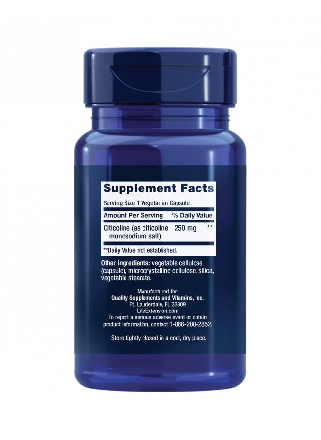 Life Extension - Life Extension Citicoline (CDP-Choline) - Citicoline Supplement for Brain & Cognitive Health, Focus, Attention, Memory Function - Non-GMO, Gluten Free, Vegetarian - 60 Capsules - Image 1