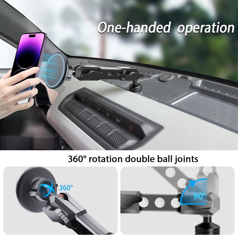 ZKJAYOE Phone Mount Holder for Ford Bronco 2021 2022 2023 2024 2025 2026 2/4 Door, MagSafe Phone Mount, Magnetic Phone Holder for iPhone 17-12 Series, for Ford Bronco Accessories (Not for Bronco Sport) - Image 2