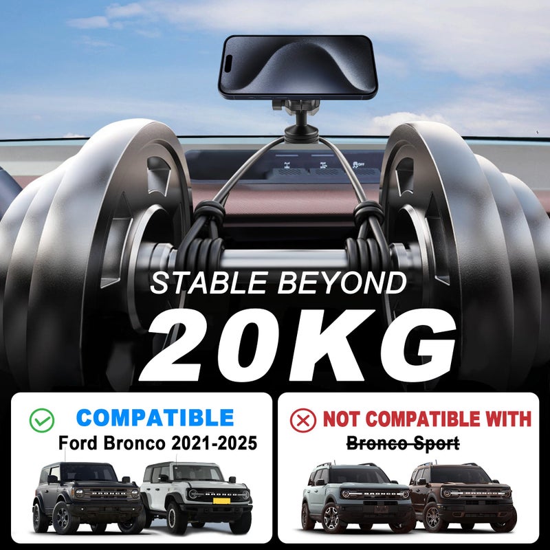 ZKJAYOE Phone Mount Holder for Ford Bronco 2021 2022 2023 2024 2025 2026 2/4 Door, MagSafe Phone Mount, Magnetic Phone Holder for iPhone 17-12 Series, for Ford Bronco Accessories (Not for Bronco Sport) - Image 5
