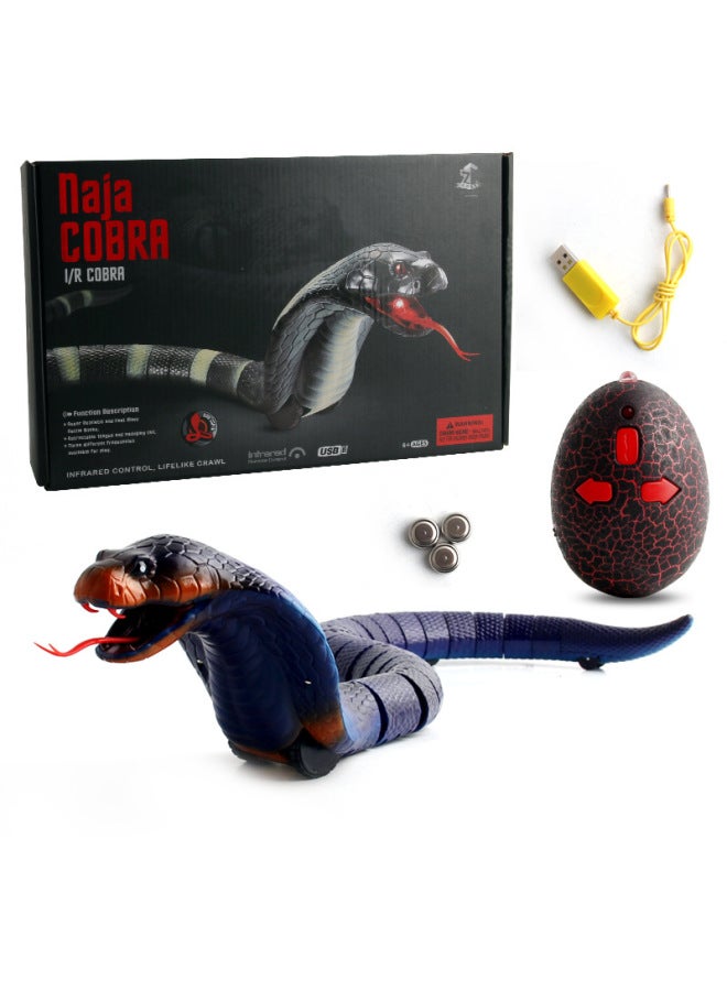 لعبة الزواحف التي يتم التحكم فيها عن بعد، 45 نمط محاكاة حيوانات مزحة، وحدة تحكم تفاعلية محمولة، مادة بلاستيكية لجميع الأعمار، اللون: 8808A-B، جهاز تحكم عن بعد بالأشعة تحت الحمراء، ثعبان أزرق، 380 جر - Image 1