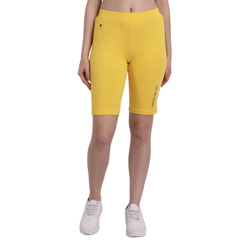 amswan PREMIUM YELLOW COTTON LYCRA SMART FIT SHORTS - Image 1
