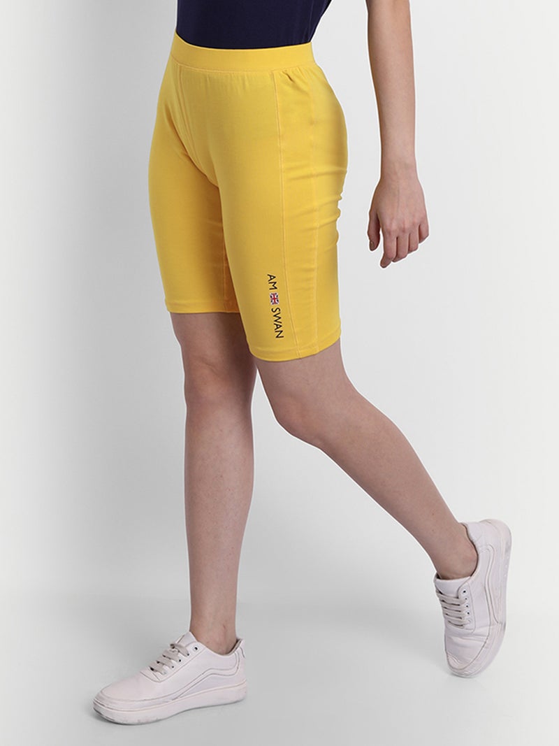 amswan PREMIUM YELLOW COTTON LYCRA SMART FIT SHORTS - Image 2