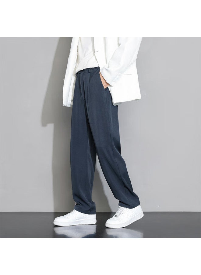 Foss Phil Casual Pants For Men, Spring And Summer Loose Straight-leg Trousers, Draping Wide-leg Pants, Sports Dress Pants, Dark Gray, XL - Image 3