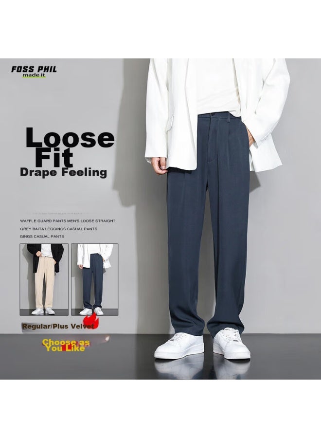 Foss Phil Casual Pants For Men, Spring And Summer Loose Straight-leg Trousers, Draping Wide-leg Pants, Sports Dress Pants, Dark Gray, XL - Image 1