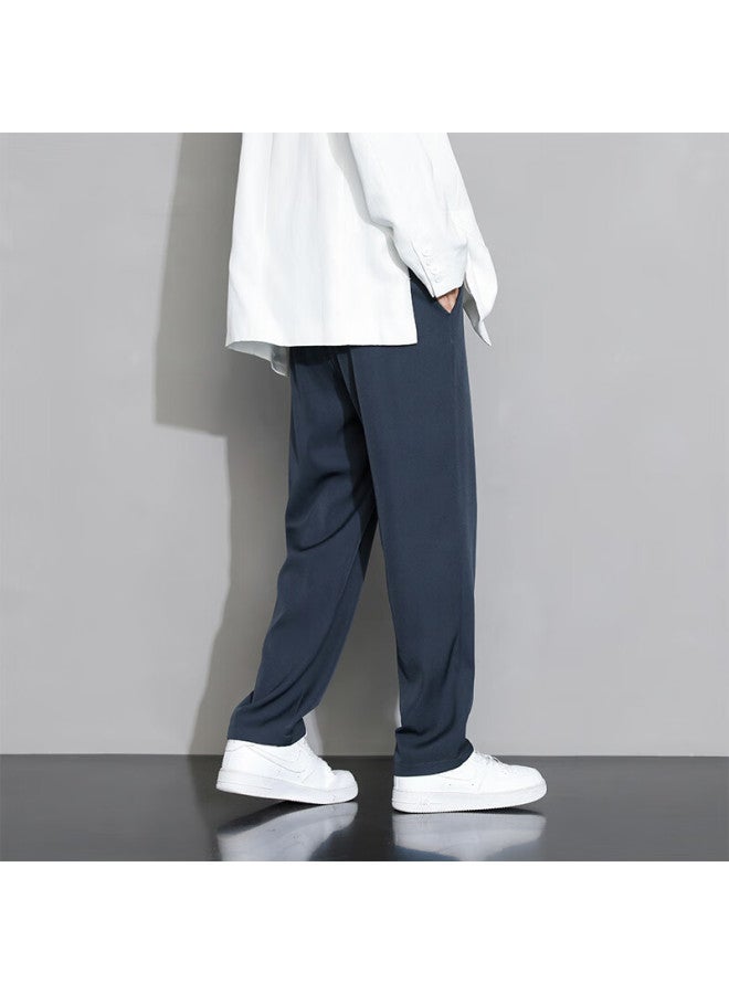 Foss Phil Casual Pants For Men, Spring And Summer Loose Straight-leg Trousers, Draping Wide-leg Pants, Sports Dress Pants, Dark Gray, XL - Image 4